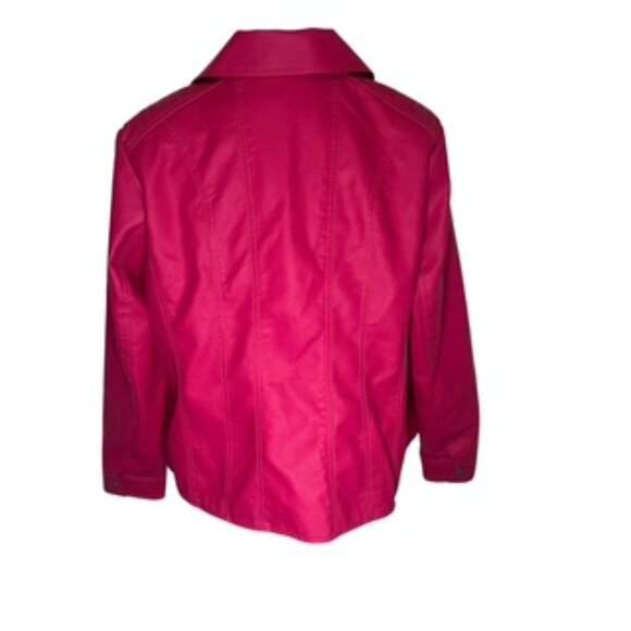NEW Baccini Motorcycle Jacket Women’s Size 1X Pink Faux Leather Zippers Lined - Picture 10 of 10
